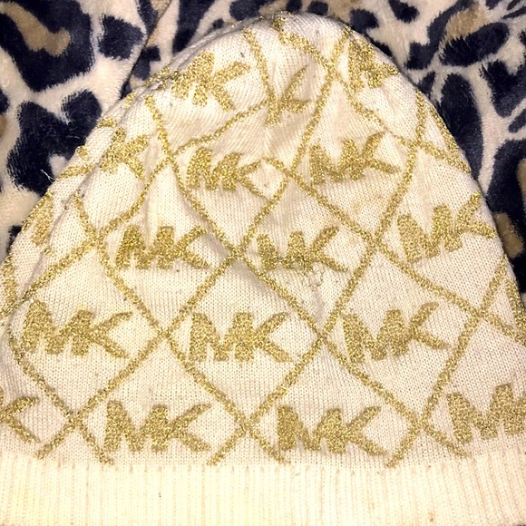 COPY - Michael Kors White and Gold Beanie - Picture 2 of 4